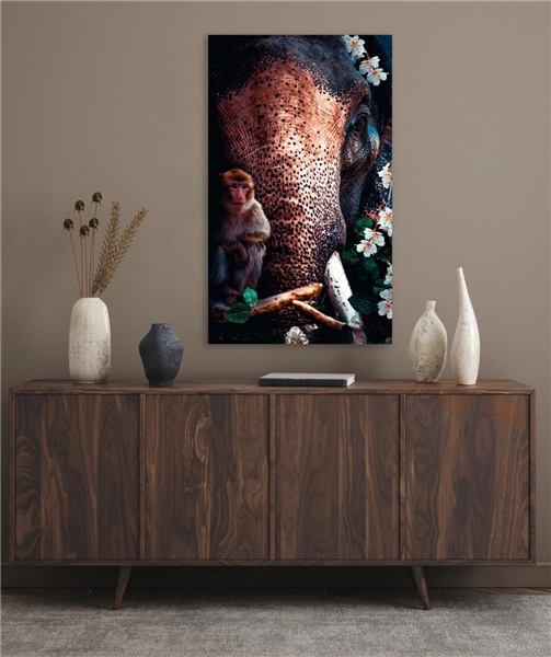 Een Wanddecoratie Elephant 70x118cm Dibond wit koop je bij Meubels and More