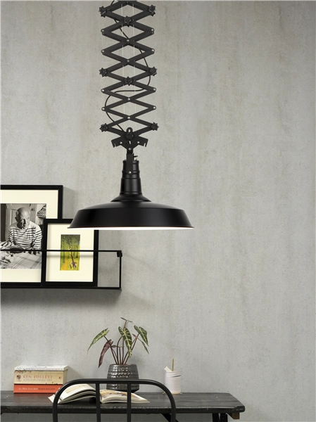 Een Hanglamp ijzer schaar Vancouver h.75-110cm kap dia.50xh.28cm zwart koop je bij Meubels and More