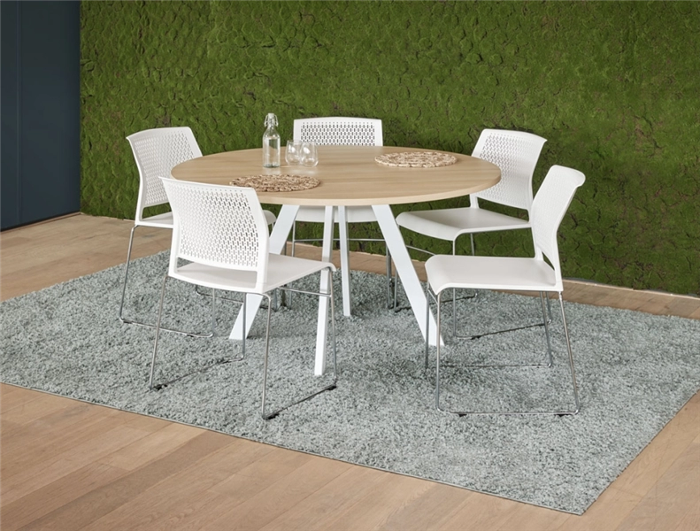 Een Vergadertafel V-leg rond 120cm op 4 poten koop je bij Meubels and More