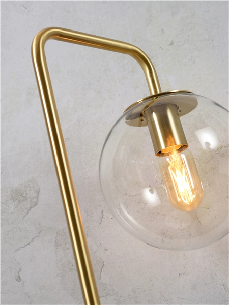 Een Vloerlamp ijzer marmer Warsaw h.156cm glas bol dia.20cm transparant goud koop je bij Meubels and More