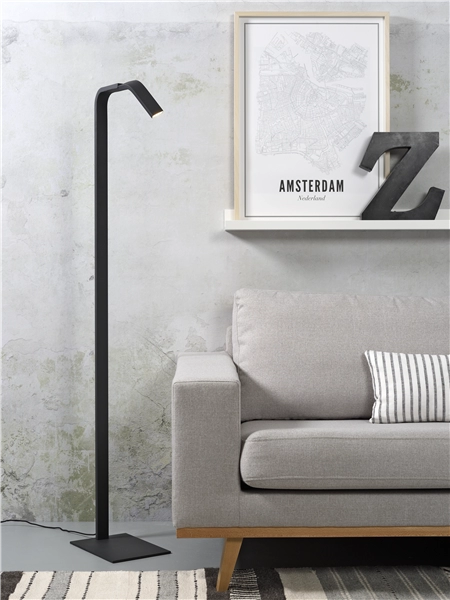 Een Vloerlamp ijzer Zurich LED 5W 25000hrs h.142cm incl dimmer zwart koop je bij Meubels and More